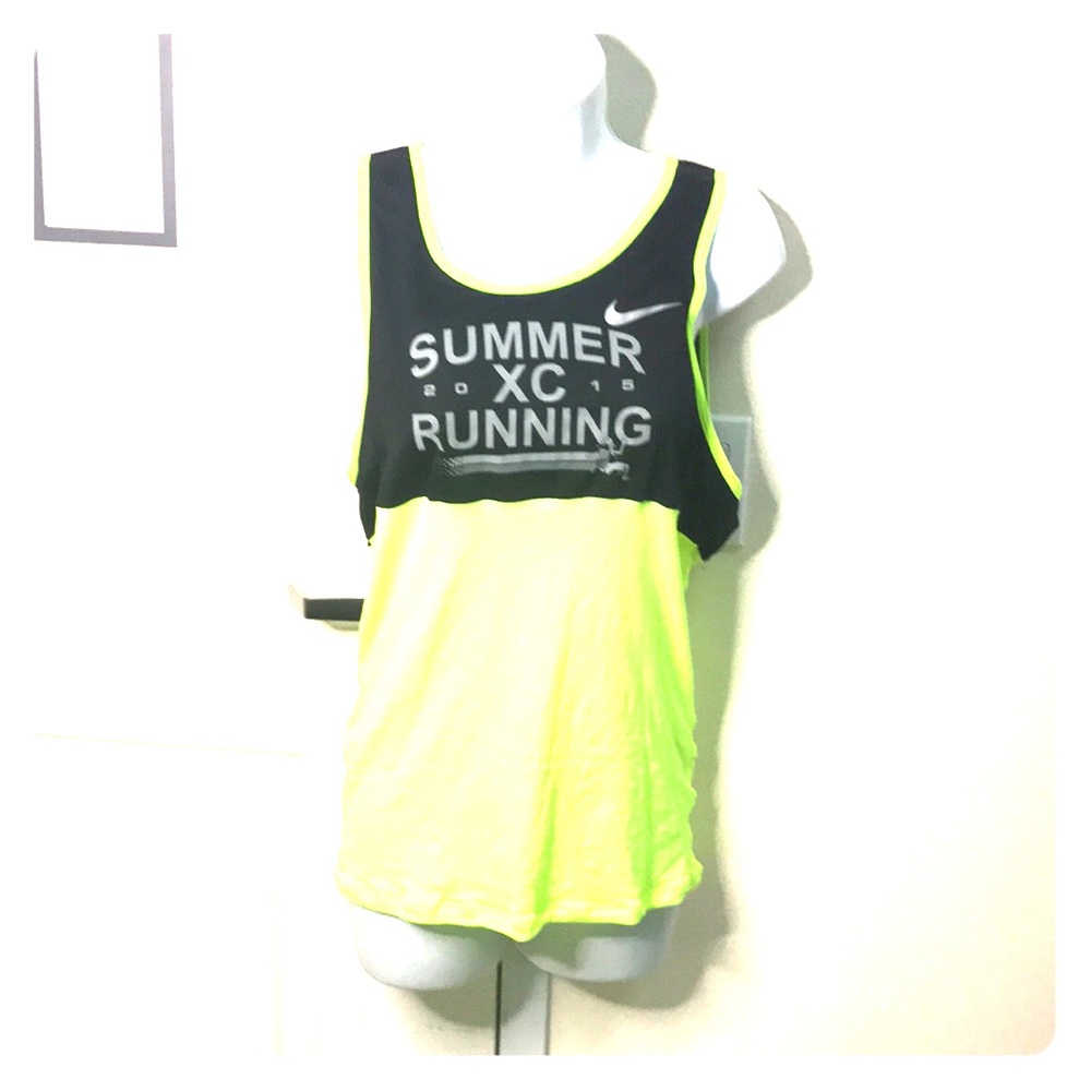 Nike running top in neon green size M